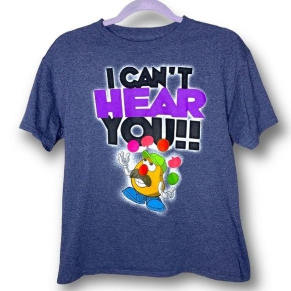 Disney Pixar Toy Story Kids XXL Blue Short Sleeve Potato Head Cant Hear You Tee - Picture 1 of 6